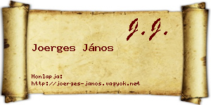 Joerges János névjegykártya